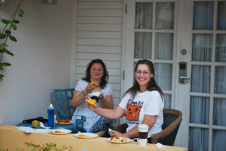 Members of Stafford Crossing enjoying mangoes